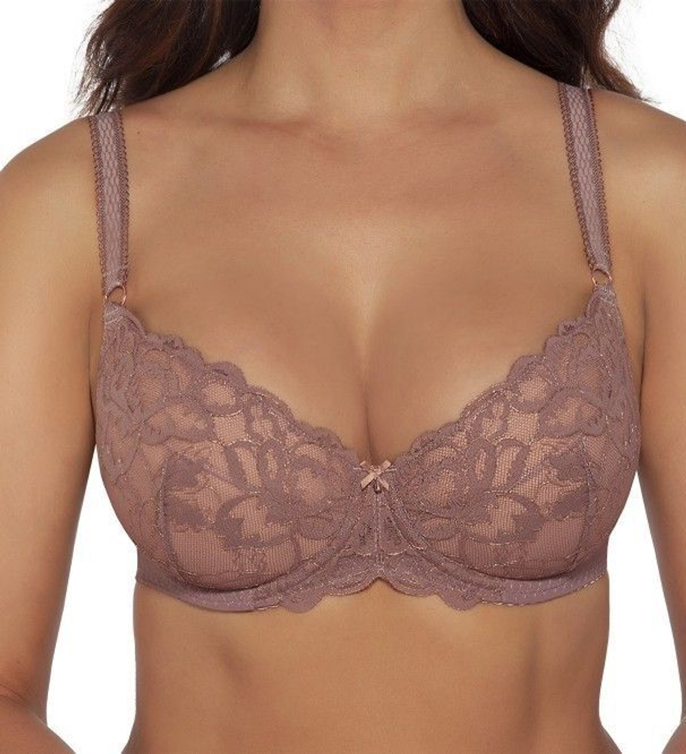 Бюстгальтер пуш-ап из кружевного полотна с люрексом (Размер: 75C) (Цвет: розовый)