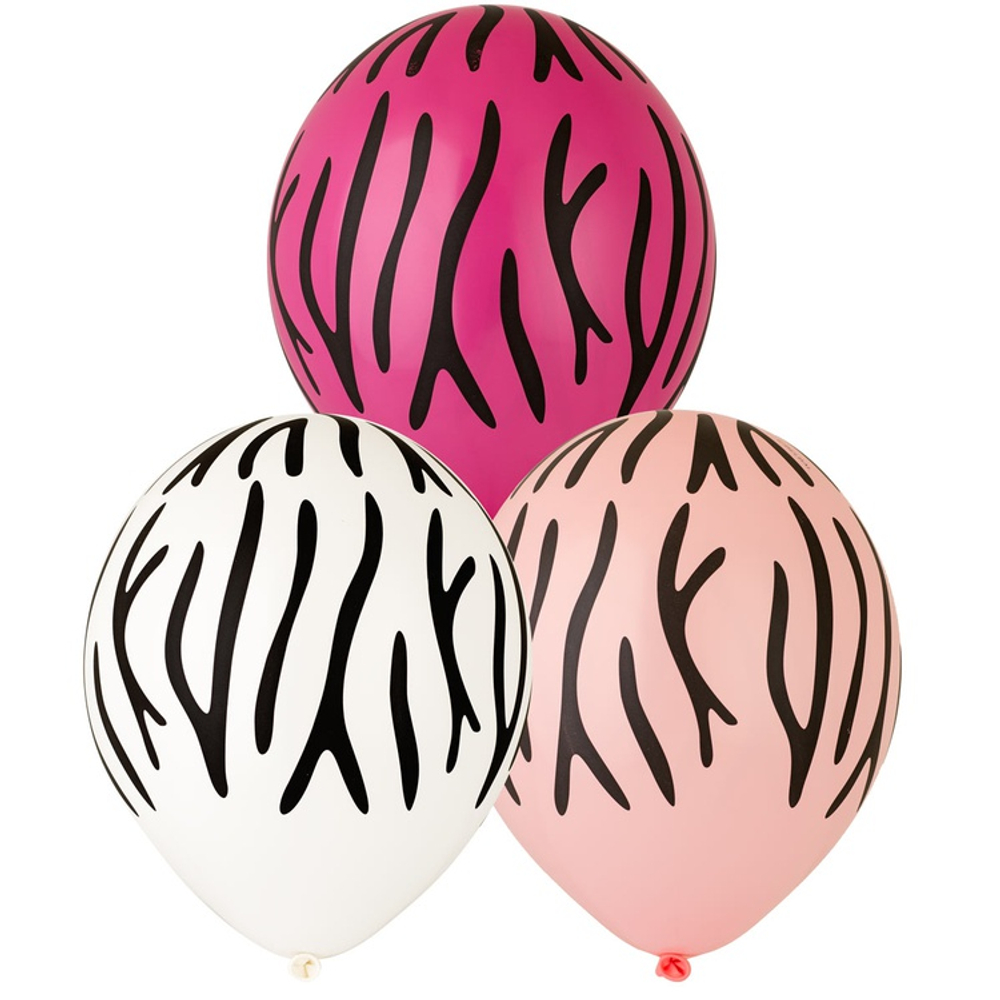 Шар латексный 35см Полоски Зебра (Ассорти)