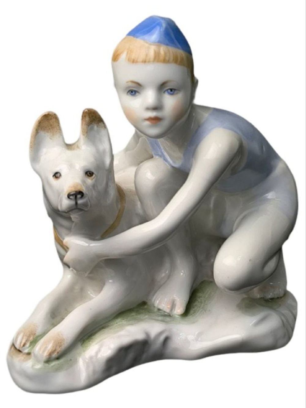 Фарфоровая статуэтка "Юный пограничник с собакой" ЛФЗ
