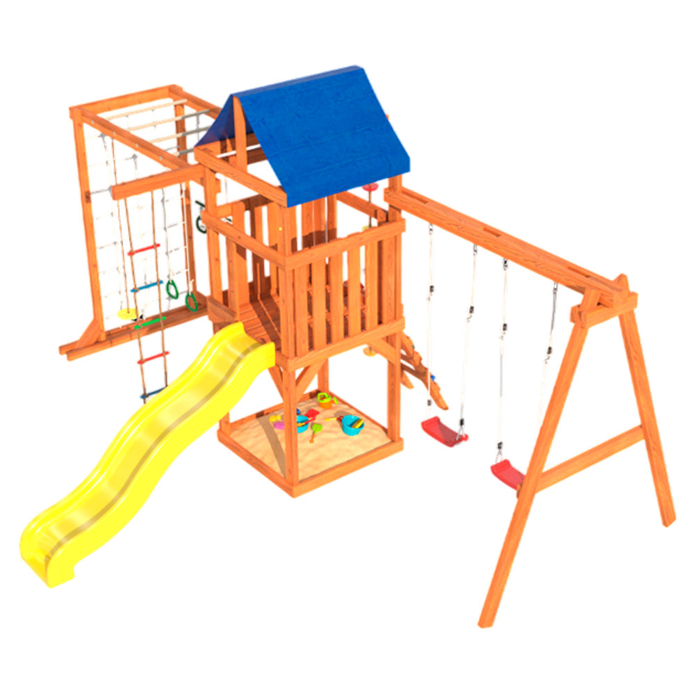 Детская площадка Fun Land с сеткой, рукоходом и качелями лодочка