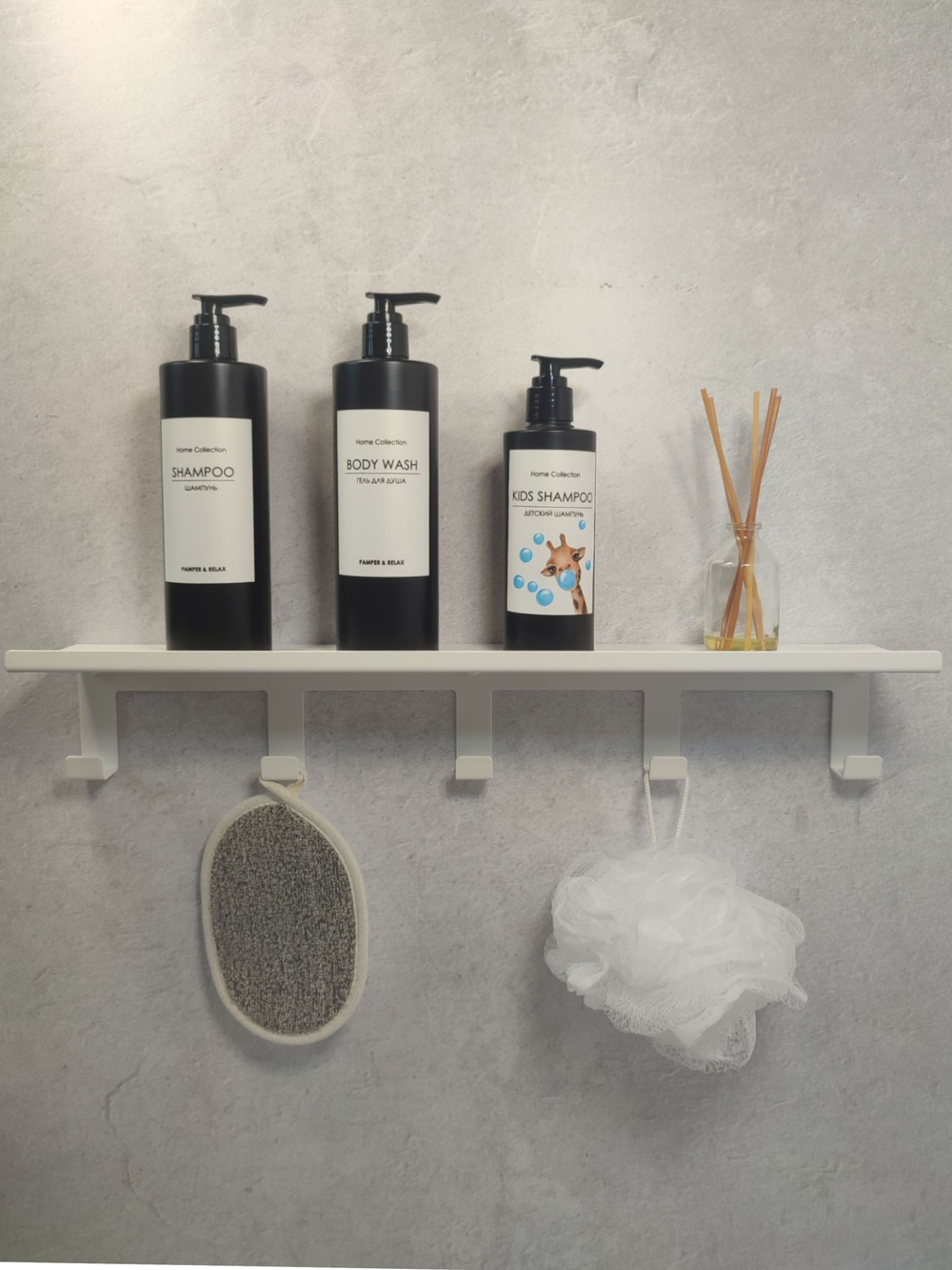 Полка настенная с крючками MetaDec Hook 50см белая