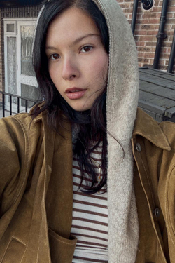 ZARA ШЕРСТЯНАЯ КУРТКА С КАПЮШОНОМ, БЕЖЕВЫЙ