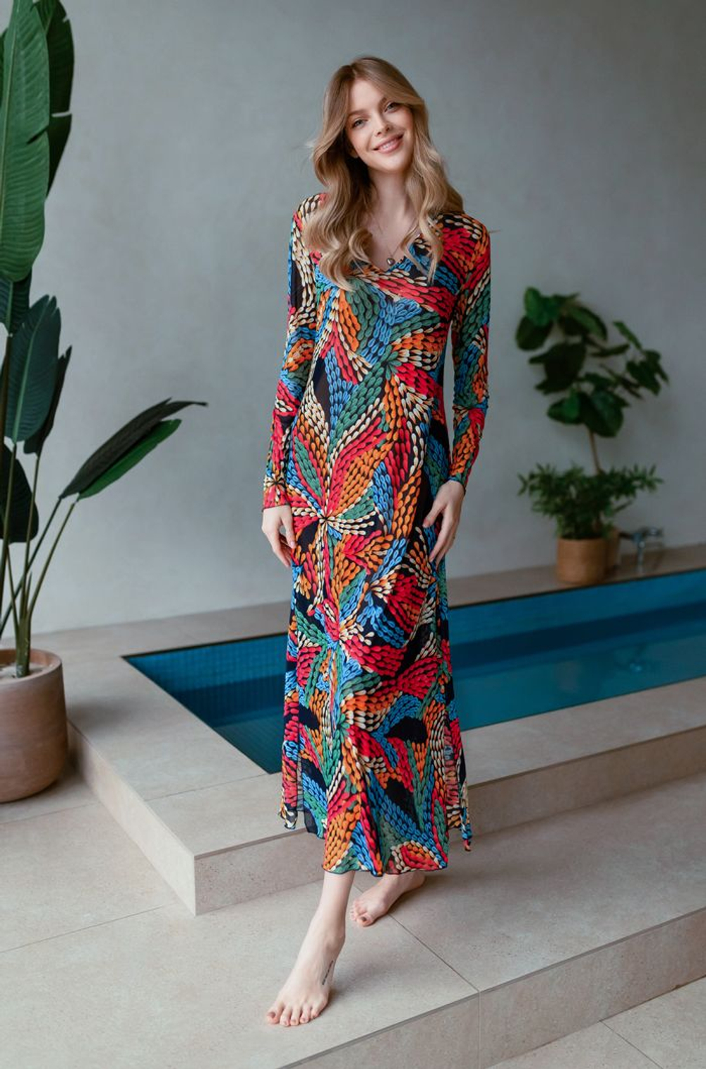 Длинная пляжная туника Barbara (Размер: S) (Цвет: разноцветный)