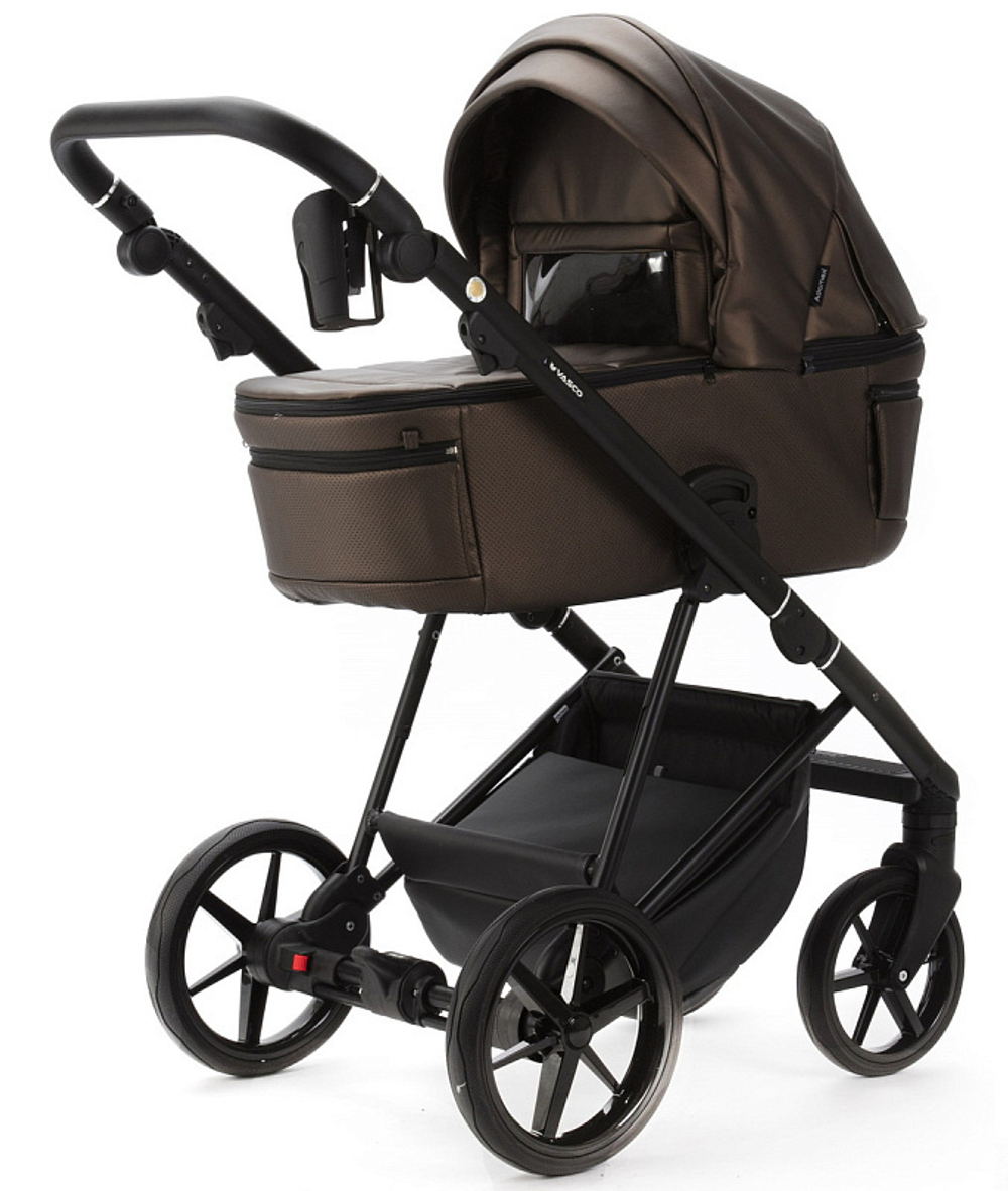 Детская коляска Adamex Vasco Deluxe 2 в 1 V-SM16 (БЕЖ МЕТАЛИК КОЖА)