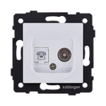 Розетка двойная TV (мама) + телефонная розетка RJ11, белый Kollinger REA-013WH для Aspekt, Eleganz, Reflex