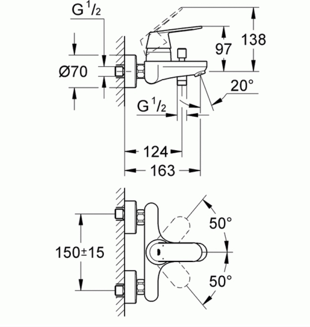 Комплект смесителей GROHE Eurosmart Cosmopolitan для раковины (23325000), ванны (32831000) с душевым гарнитуром и полкой (27926001), хром (1000179)