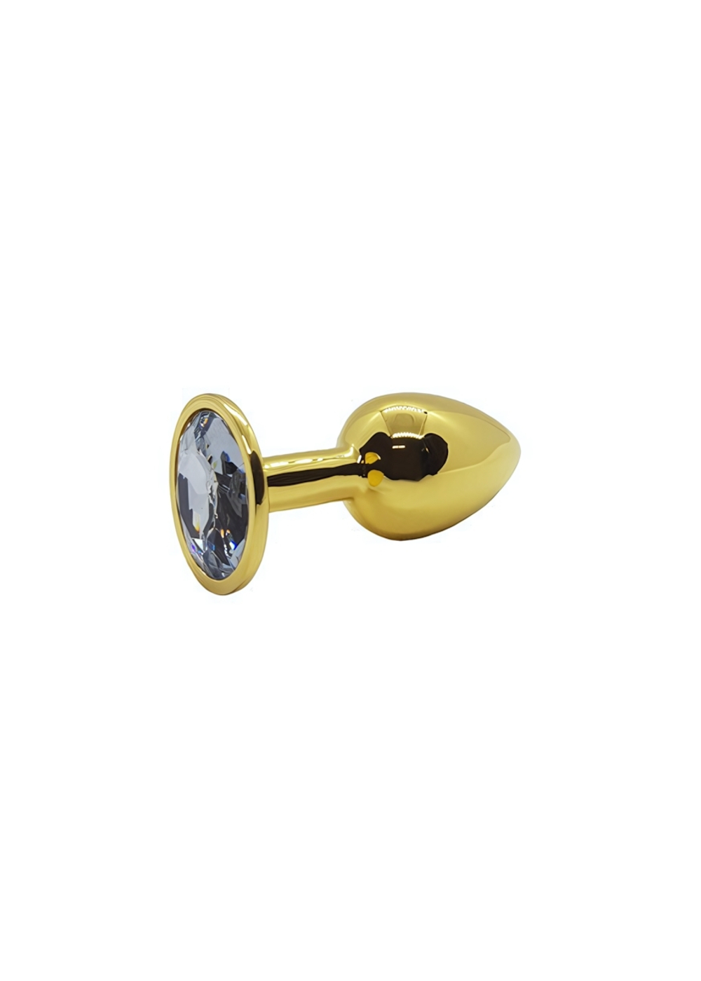 Анальная пробка металлическая золотая с прозрачным кристаллом Onjoy Metal Plug Gold Small (Цвет: золотой с прозрачным)