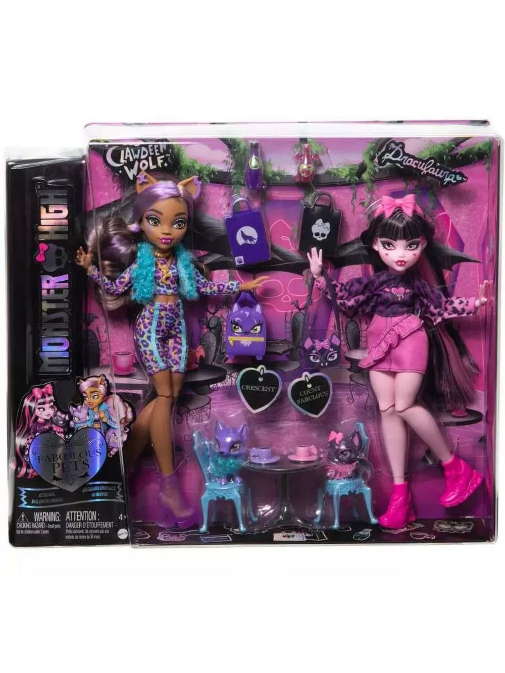 Набор Монстер Хай Дракулаура и Клодин с питомцами Fabulous