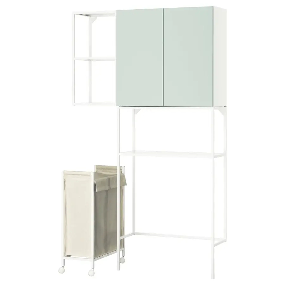 Комбинация для ванной - IKEA ENHET, 120х32х204 см, белый/светло-зеленый, ЭНХЕТ ИКЕА