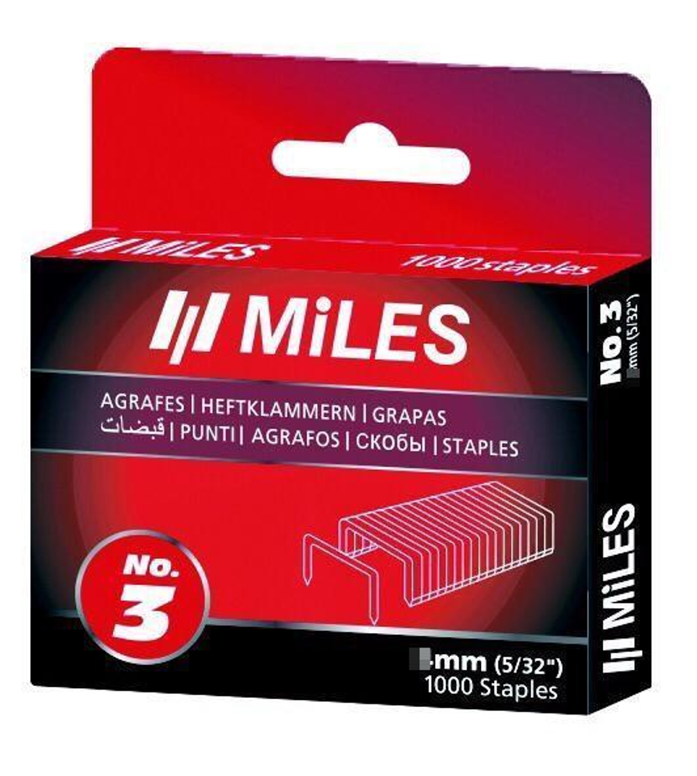 Скобы д/степлера MILES тип 53 8мм (1000шт) упак.