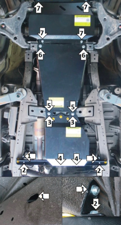 Защита картера Двигателя, КПП для Mitsubishi Pajero Sport/L200 2016-2021 MOTODOR.11339