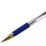 Ручка шариковая на масляной основе, Alingar "Gold", синяя, 0,5 мм, с золотым наконечником, резин. грип, шестигранный прозрач. корпус, карт. уп.