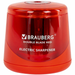 Точилка электрическая BRAUBERG DOUBLE BLADE RED двойное лезвие питание от 2 батареек АА (2 штуки в упаковке)
