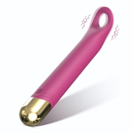 Розовый вибратор с отверстием для стимуляции клитора - 18,2 см. (Цвет: розовый)