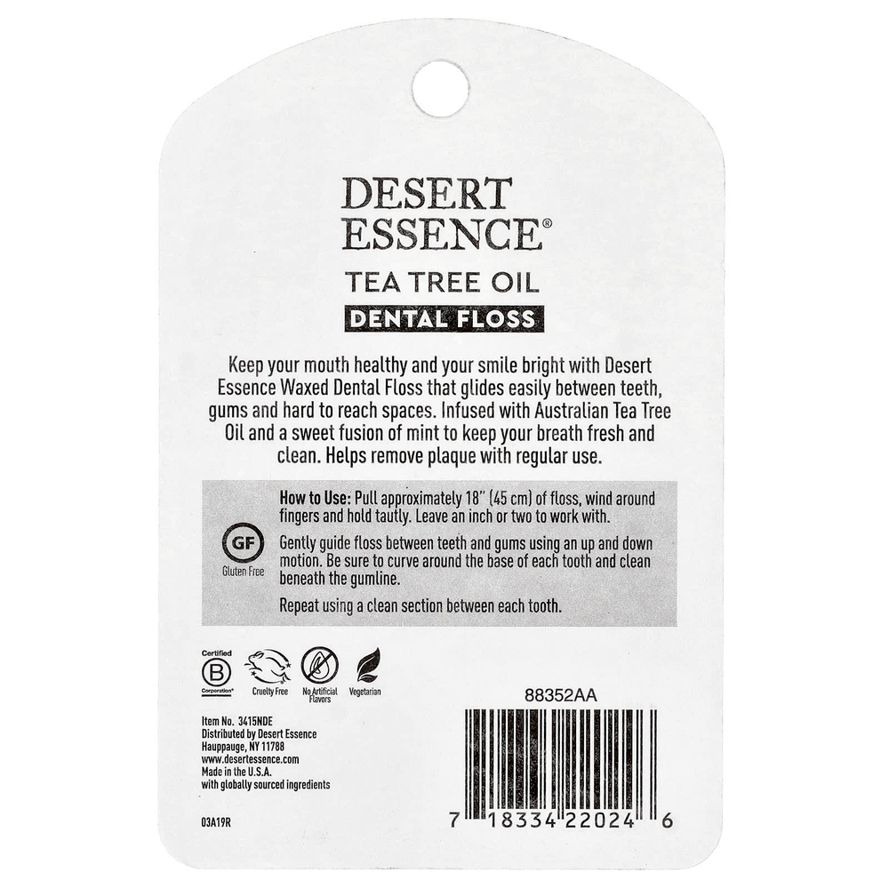 Desert Essence, Зубная нить с маслом чайного дерева, вощеная, 45,7 м (50 ярдов)