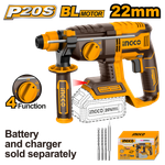Аккумуляторный бесщеточный перфоратор SDS-Plus INGCO CRHLI20208 INDUSTRIAL 20 В 2 Дж