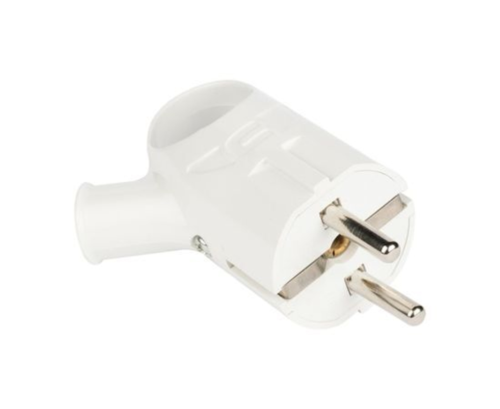 Вилка угловая с заземлением белая 16А 250В AVY16-10 EKF