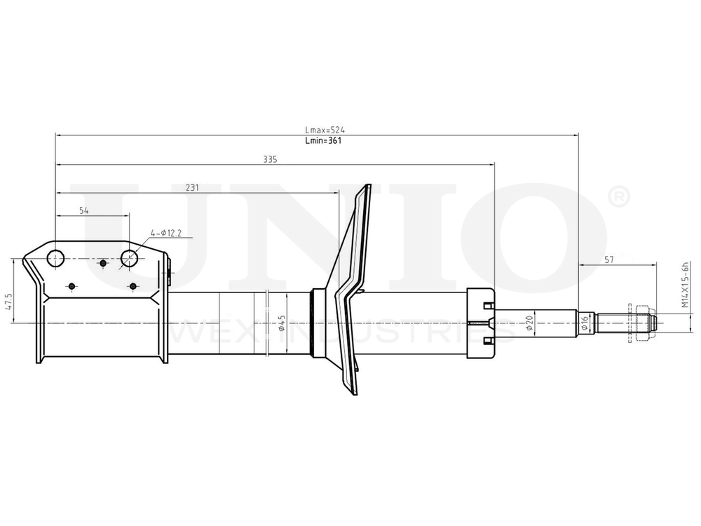 Амортизатор газовый передней подвески UNIO SAB-10609