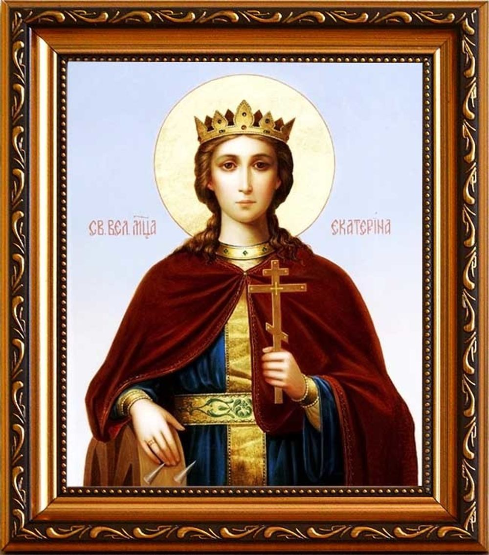Екатерина Александрийская Святая великомученица. Икона на холсте.