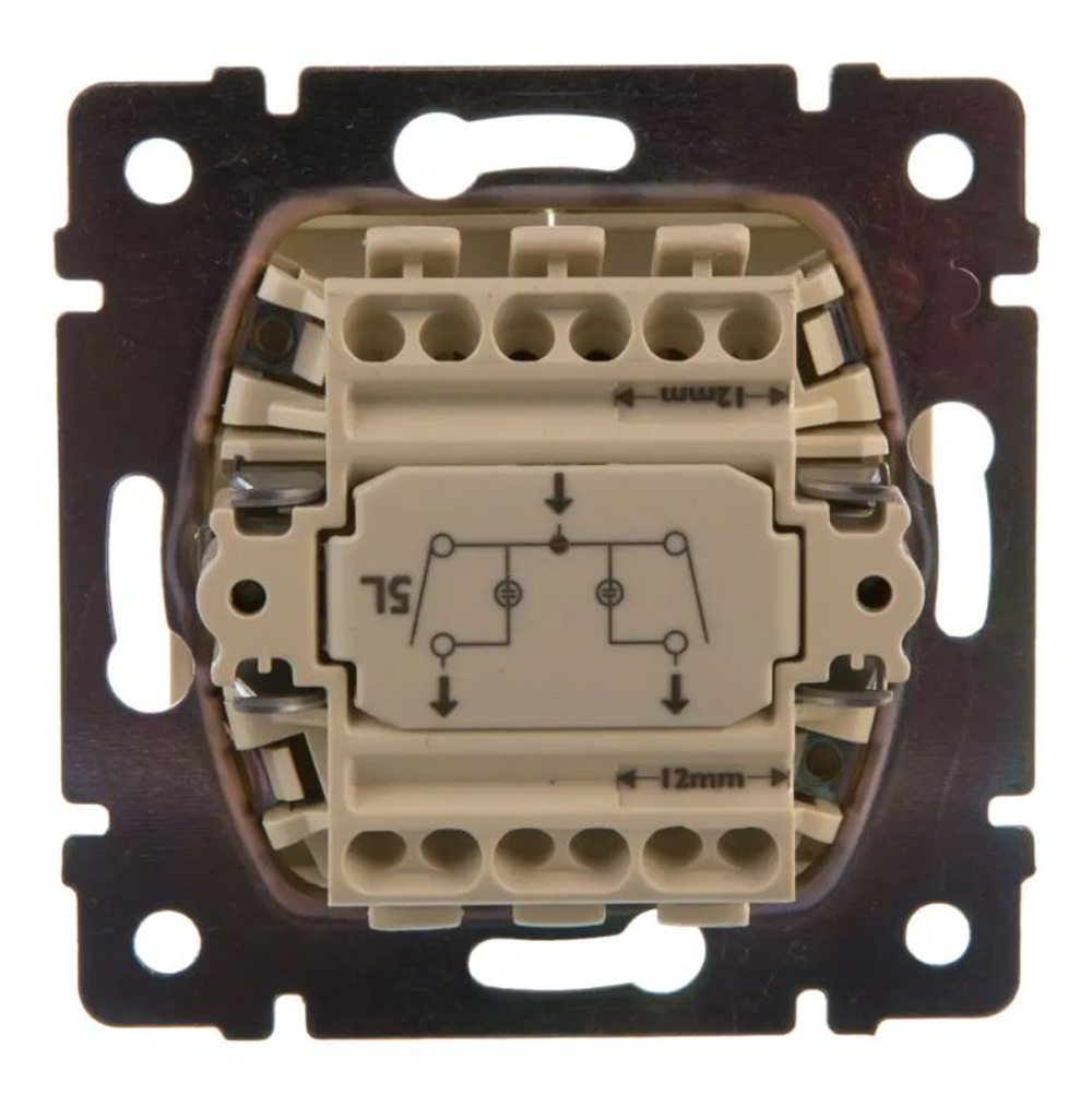77 4328 Выключатель 2 клавишный с подсветкой слоновая кость