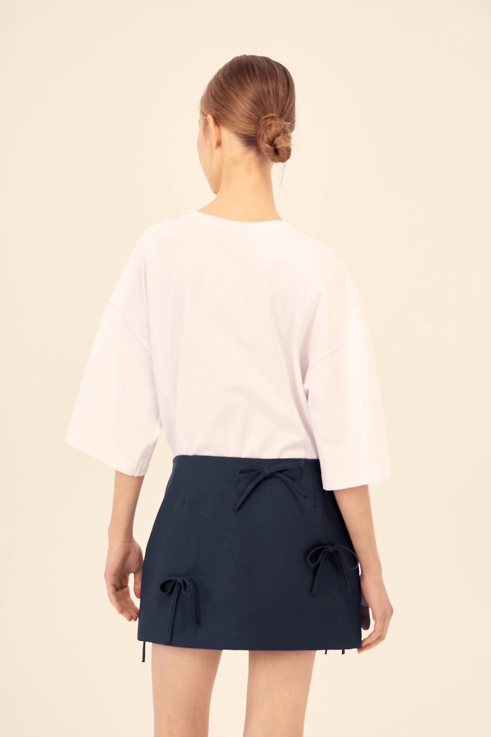 Юбка мини (И сбоку бантик), синяя