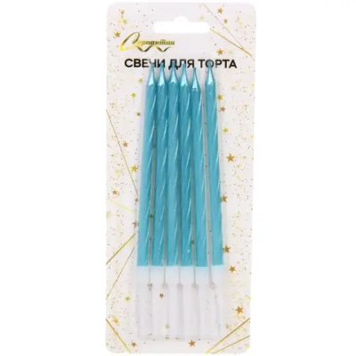 Свечи в торт «Веселье» 6 шт. 10,5 см, нефрит