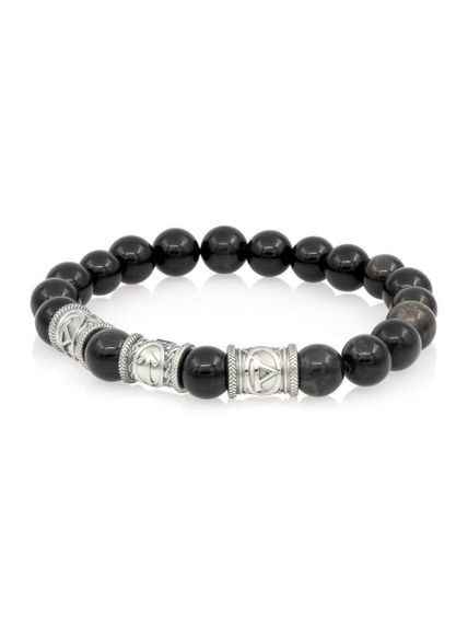 Браслет из натурального обсидиана с рунами Турисаз, Тейваз и Турисаз - Максимальная защита, вид сбоку 2