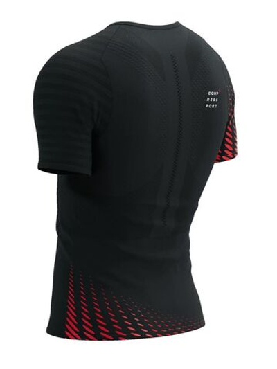 Мужская теннисная футболка Compressport Racing SS Tshirt - black/high risk red