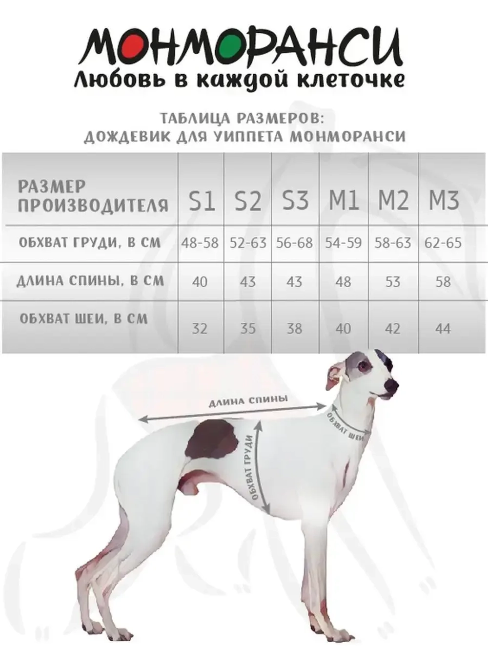 Попона дождевик для собак  средних пород Уиппета Левретки