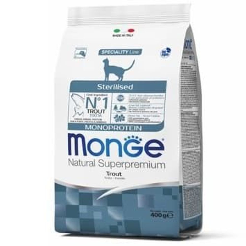 Monge Cat 400г Sterilised Trout корм для стерилизованных кошек с форелью