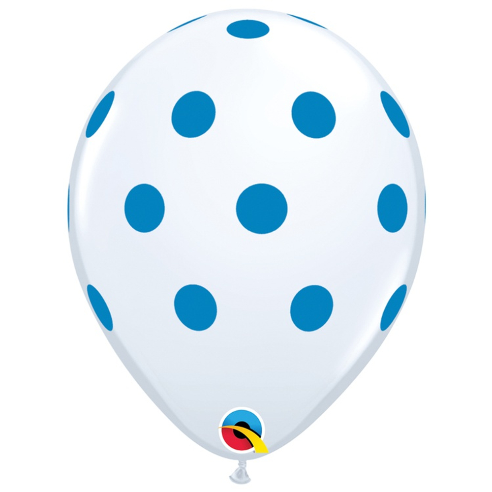 Шар латексный 28см Горошек (Белый)