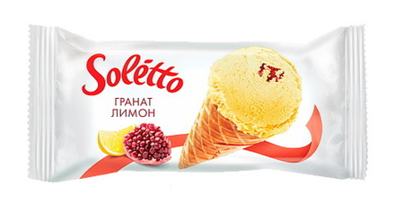 Мороженое вафельный рожок "Soletto CLASSICO" Гранат лимон 75г. Юкки