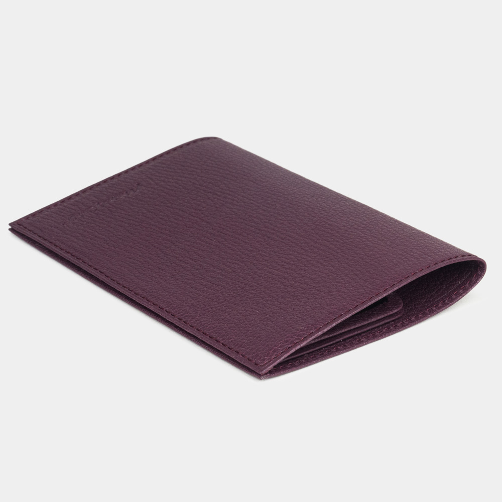 Кожаная обложка для паспорта, коза фиолетового цвета