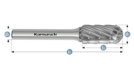 Борфреза твердосплавная Karnasch форма E, 8х15х6х60 мм, насечка HP-3 PRO, без покрытия, арт. 11.4094-020