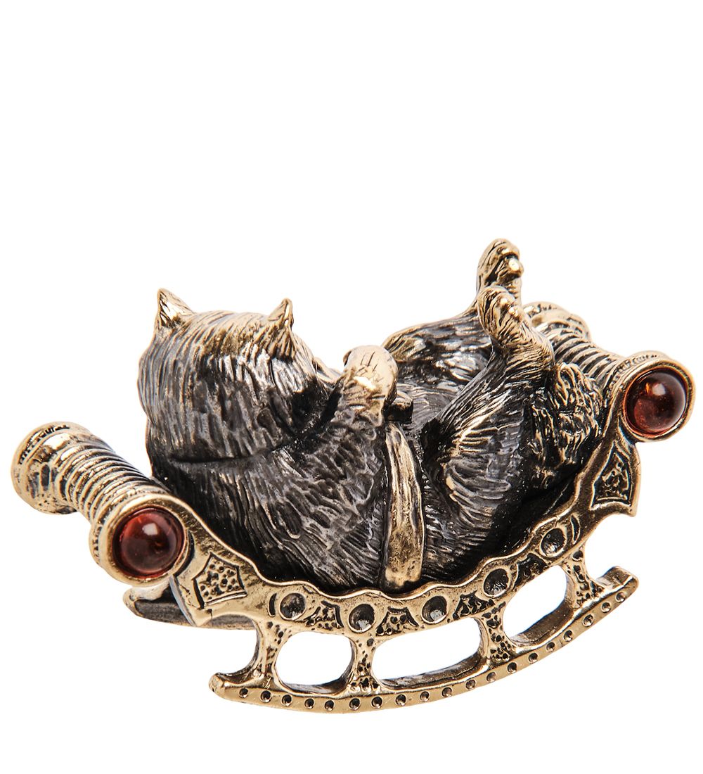 Народные промыслы AM-3138 Фигурка «Кот на софе» (латунь, янтарь)