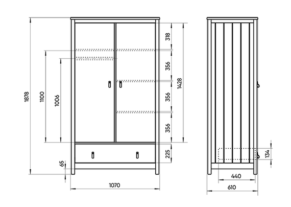 Шкаф Wood 2-х створчатый (серый)