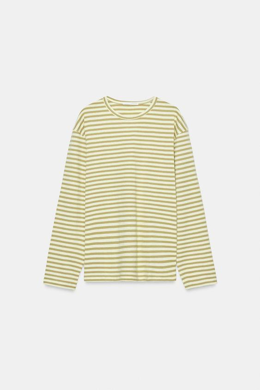 ZARA ФУТБОЛКА В ПОЛОСКУ ИЗ ХЛОПКА И ЛЬНА, БЕЖЕВЫЙ/НЕЖНО-КОРИЧНЕВЫЙ