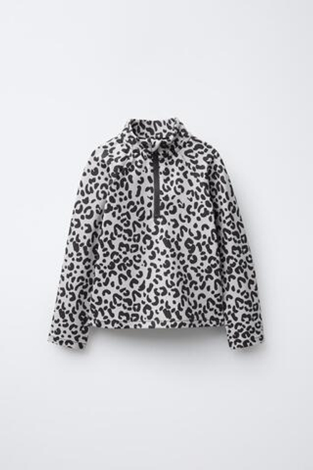 ZARA ДЫШАЩАЯ ФУТБОЛКА С АНИМАЛИСТИЧЕСКИМ ПРИНТОМ, СВЕТЛО-СЕРЫЙ