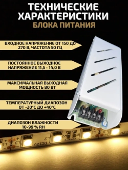 Блок питания для светодиодной ленты 72 Вт 12 В