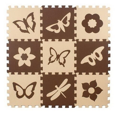 Коврик-пазл Экополимеры (9 плит 33x33x0,9см, ~1кв.м./уп) Бабочки-2