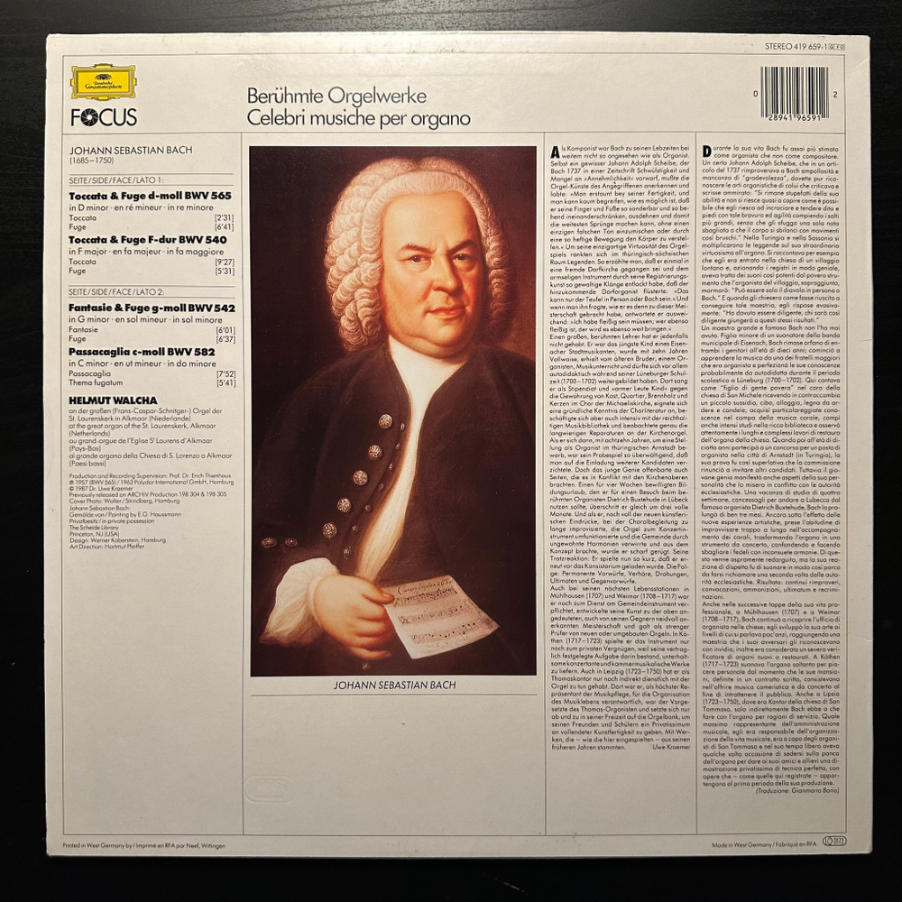 Бах - Токката и фуга (Германия 1988г.)