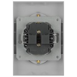 Розетка ЭРА Galaxy 15-2104-03 с заземлением двойная 2X2P+E Schuko 16А-250В IP20 алюминий | Эра Galaxy