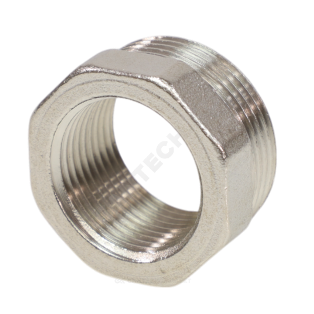 Футорка латунь никель Ду 15х10 (1/2"х3/8") НР/ВР VALFEX VF.581.N.012.038