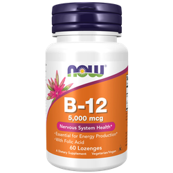 Now Foods B-12 5000 mcg 60 lozenges , Б12 Цианокобаламин