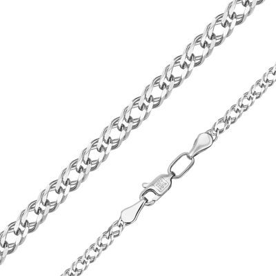 Цепь из белого золота с алмазной гранью (плетение «Двойной ромб»)