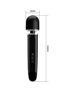 Черный мощный жезловый вибратор с изогнутой ручкой Charming Massager - 24 см.