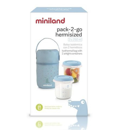 Miniland Термосумка Pack-2-Go HermiSized с двумя вакуумными контейнерами, голубая