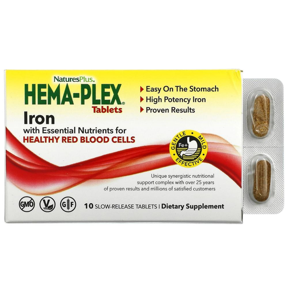 Nature's Plus Hema-Plex 10 slow-release tablets , Хема - Плекс, Железо Комплекс