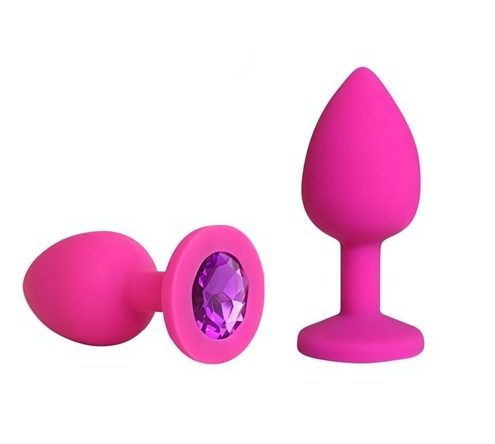 Анальная втулка фуксия с кристаллом Large фиолетовый 9,5 см