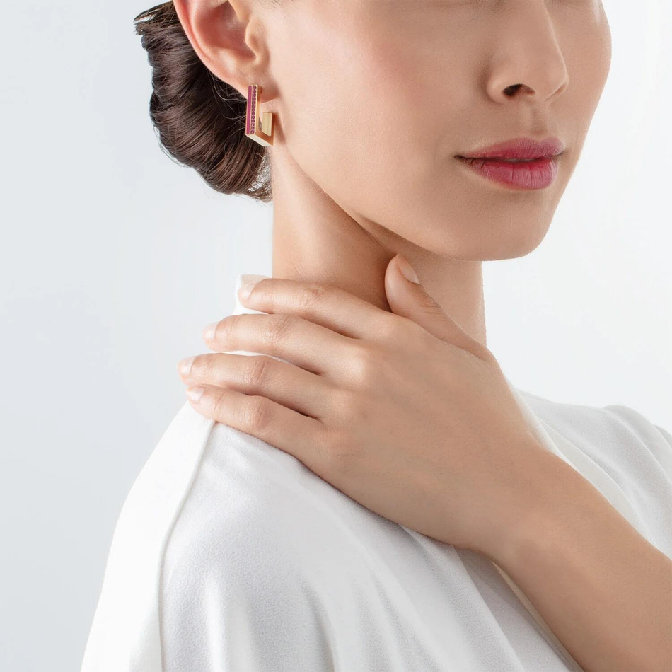 Серьги пусеты Coeur de Lion Pink-Gold 0133/21-0416